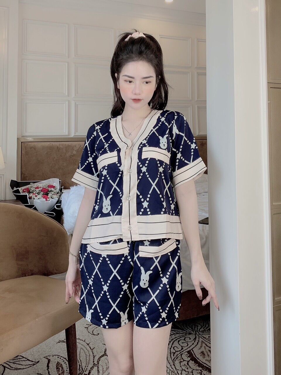 Bộ Lụa Mango Mặc Nhà Tay Dài size dưới 58kg