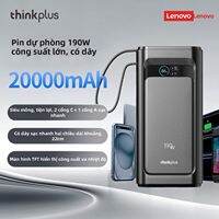 Lenovo | Pin Sạc Dự Phòng ThinkPlus 190W 20000mAh Cao Cấp Sạc Nhanh 2 Cổng C + 1 Cổng A Màn Hình TFT Dây Sạc Nhanh 22cm Dùng Cho Laptop Điện Thoại Máy Tính Bảng Du Lịch