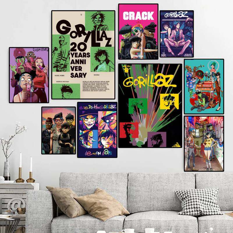 Gorillaz Hip Hop Retro Canvas Trang Treo Tường HD In Cá Tính Tùy Chỉnh Tranh Cho Trang Trí Nhà