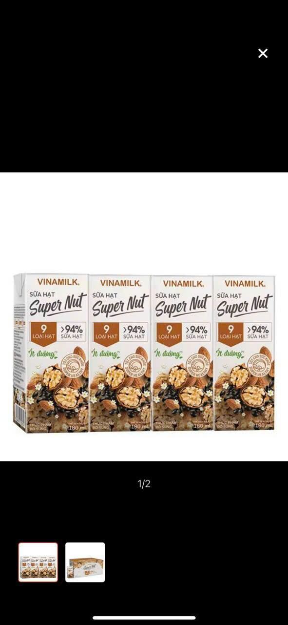 1 thùng Sữa 9 loại hạt Vinamilk Super Nut - Thùng 24 hộp 180ml