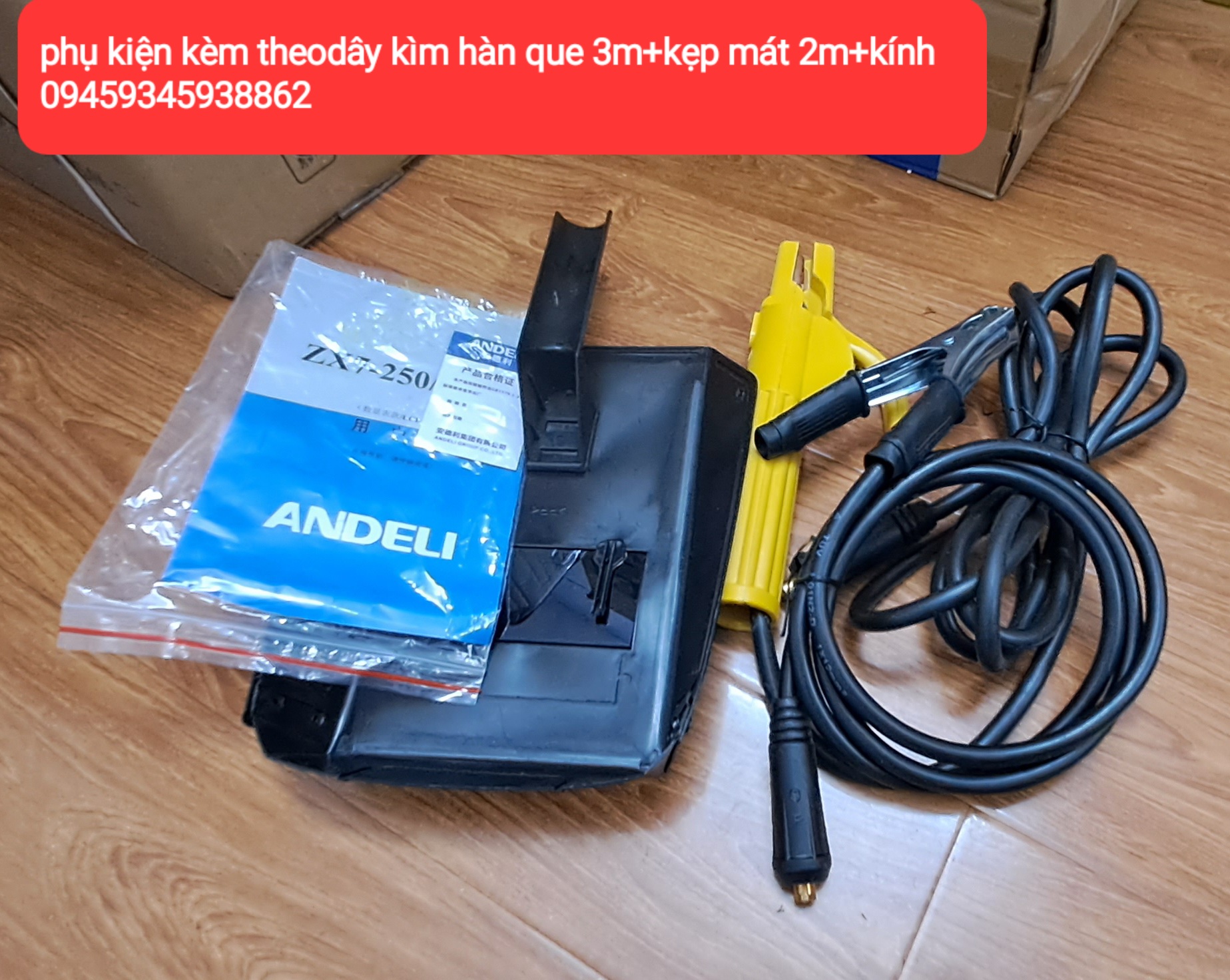 máy hàn que điện tử zx-250 ANDELI(phụ kiện kẹp mát 2m+dây kìm hàn que 3m)
