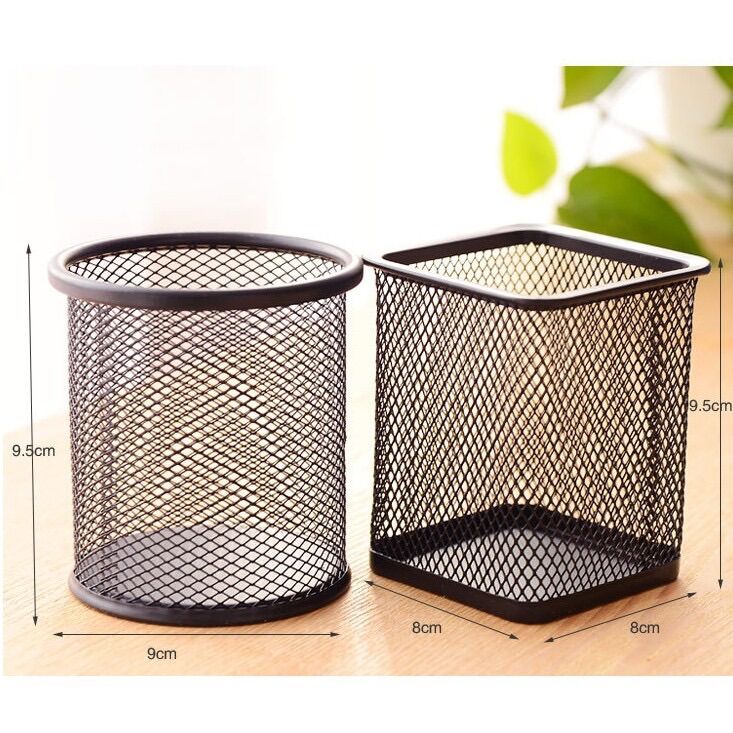 Cốc lưới sắt cắm bút tiện lợi, giỏ lưới sắt đựng bút, giỏ đựng bút lưới sắt đa năng, hộp đựng bút để bàn
