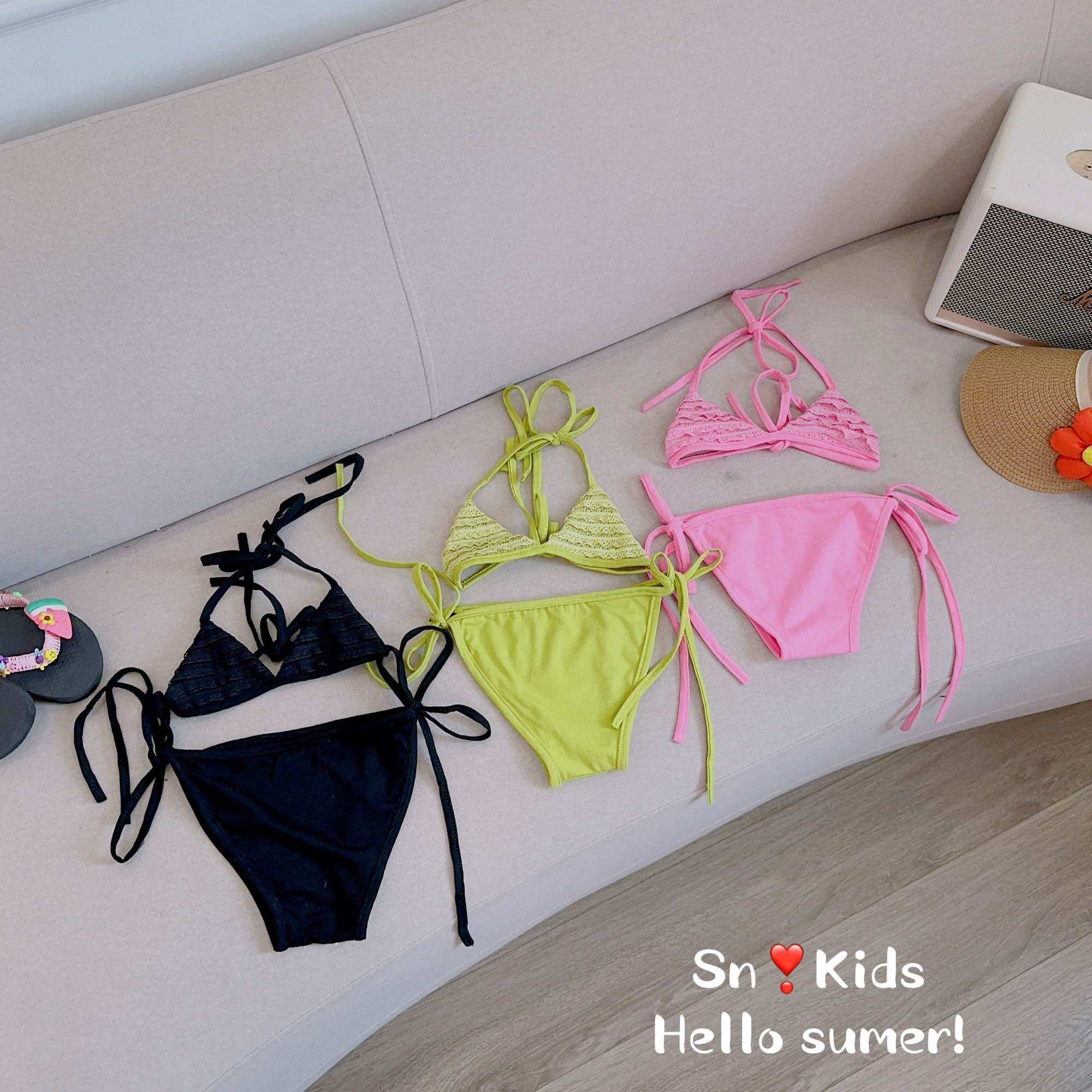 Đồ Bơi 2 Mảnh Phối Ren Xinh Cho Bé Gái |Bikini Cho Bé Diện Hè