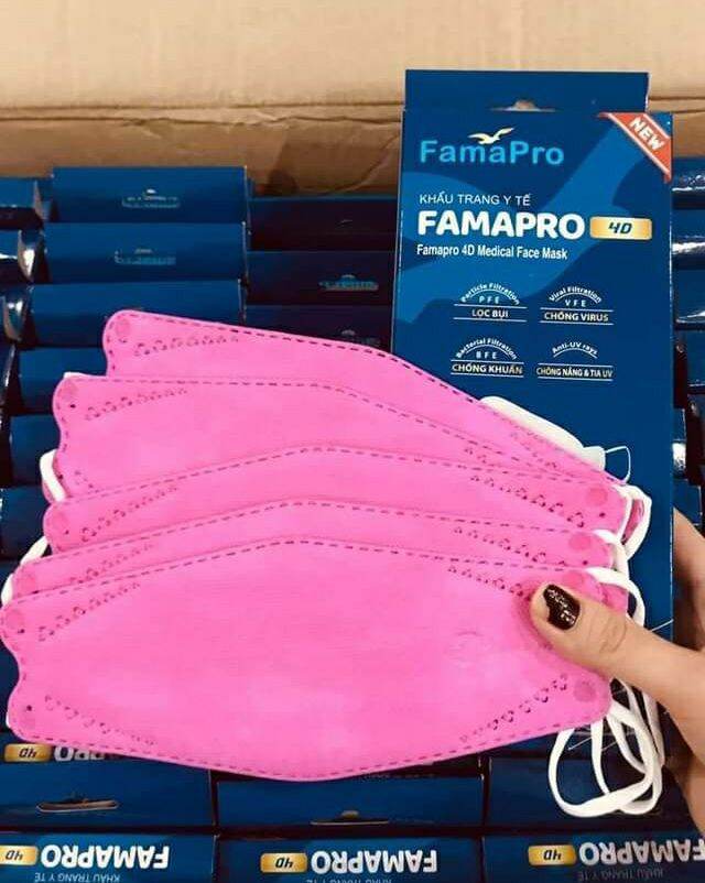 💗💗thùng khẩu trang thương hiệu famapro 4 d màu hồng - 500 cái