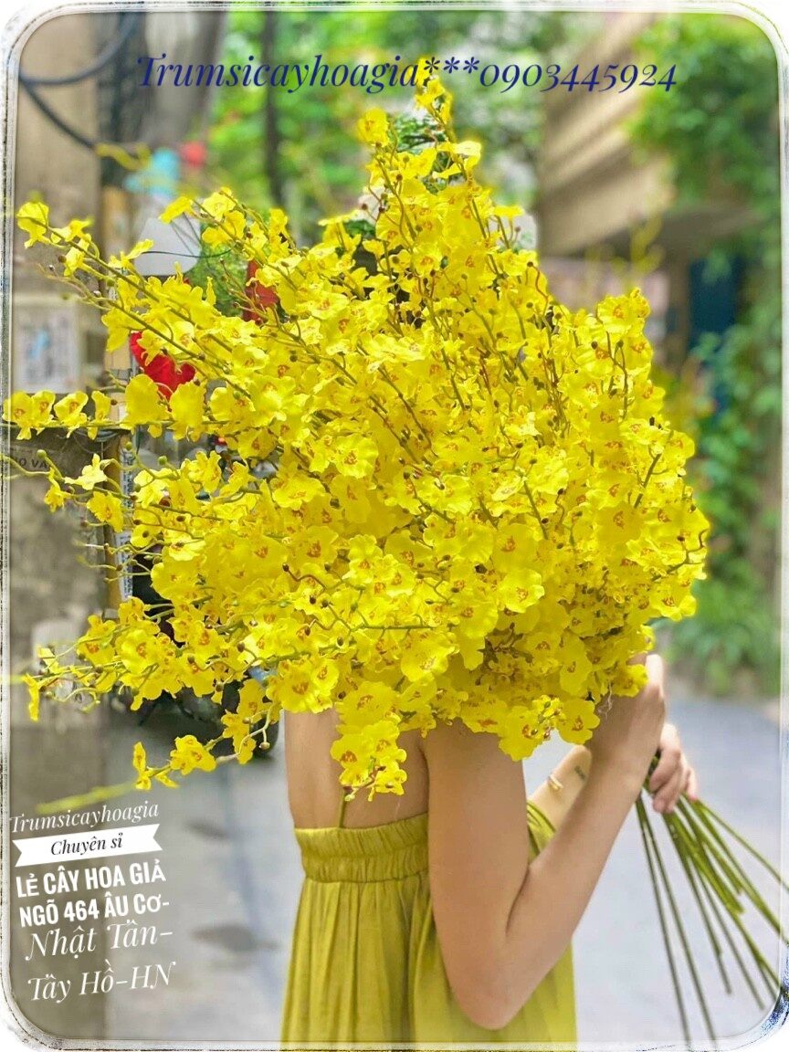 Cành Lan Vũ Nữ siêu đẹp dài 105cm 8 nhánh-hoa giả-Bonshopcayhoagia