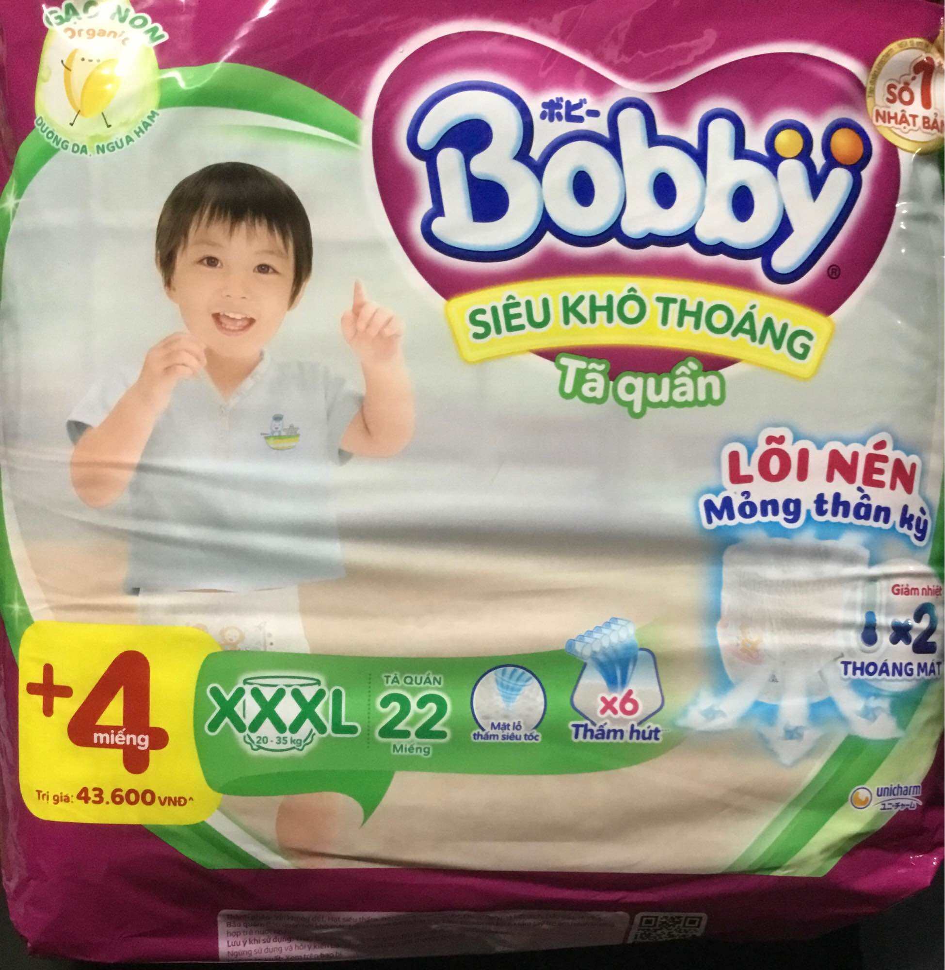 Tặng Thêm 4 Miếng - Tã quần Bobby XXXL22 - Tã bỉm quần trẻ em Bobby size lớn XXXL - Tã Quần Bobby Si