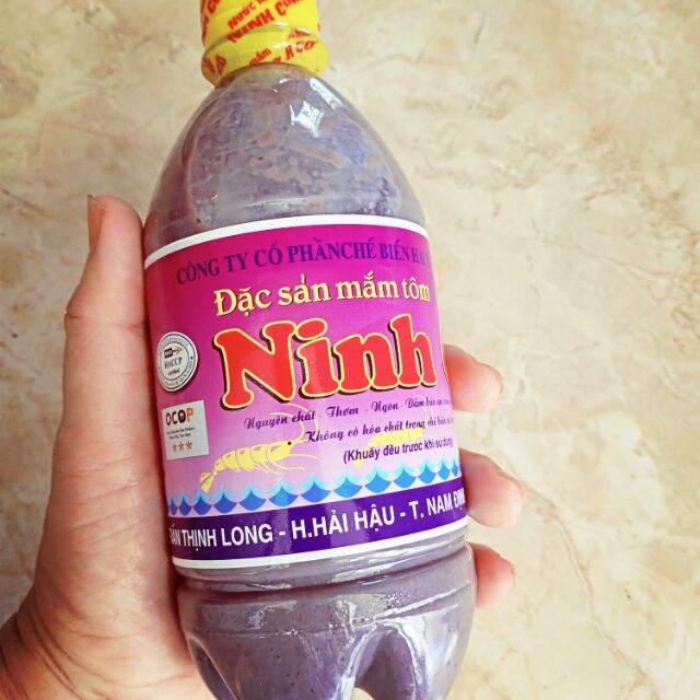 Đặc sản mắm tôm ninh cơ. chai 500ml nặng 580g. mắm tôm hải hậu nam định