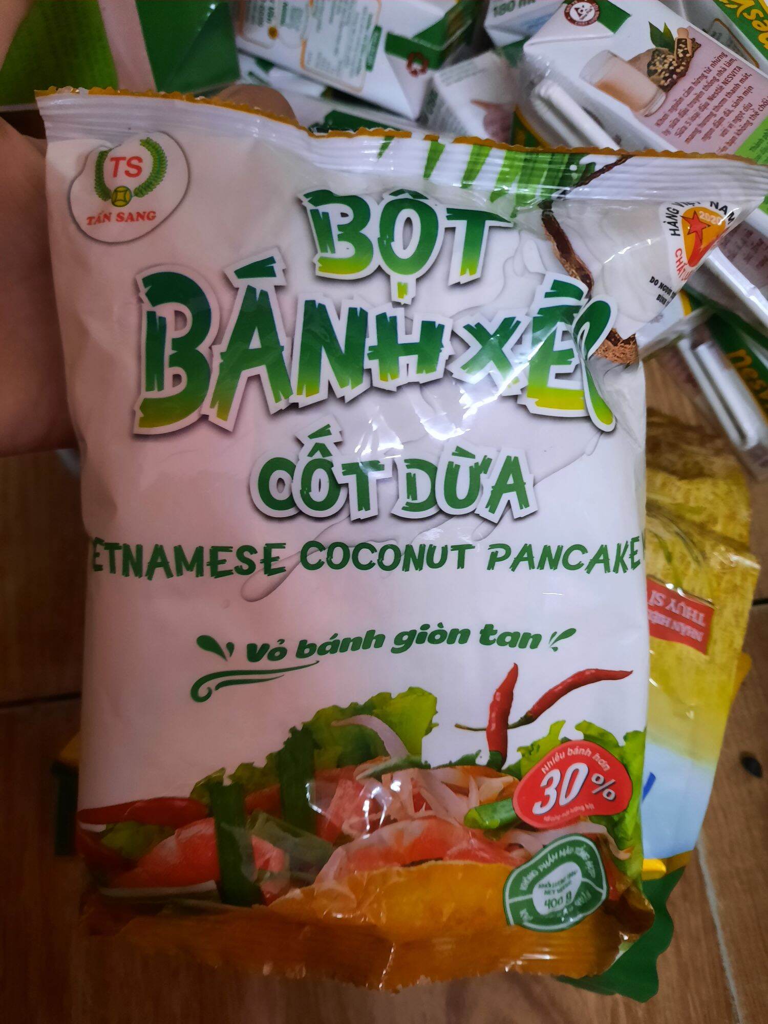 Bột bánh xèo nước cốt dừa tấn sang gói 400g