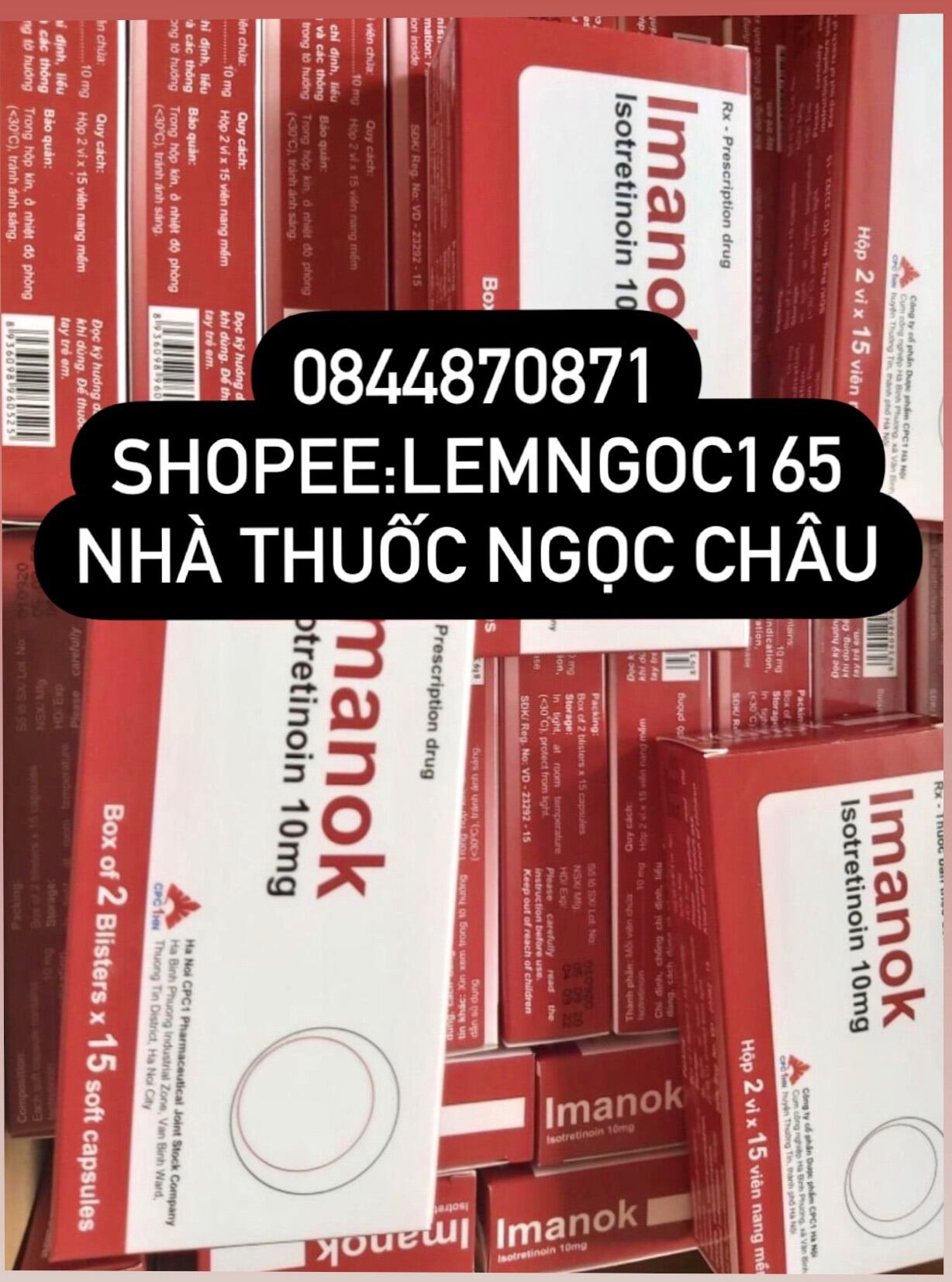 ✅Chính hãng ✅ Viên uống cho da mụn Imanok isotretioin 10mg  (hộp : 30 viên)