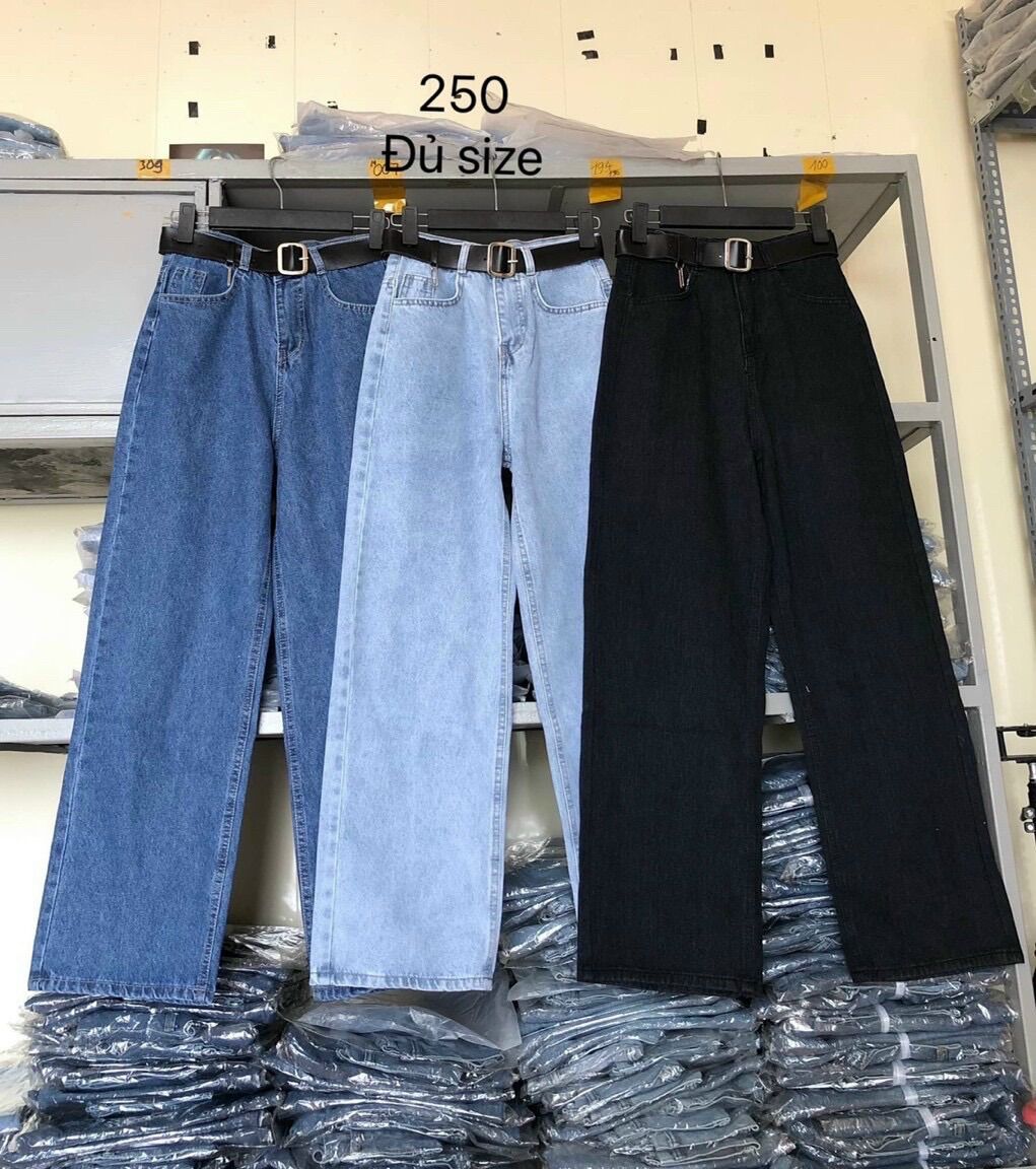 Baggy Jeans Lưng Cao Ống Suông Basic