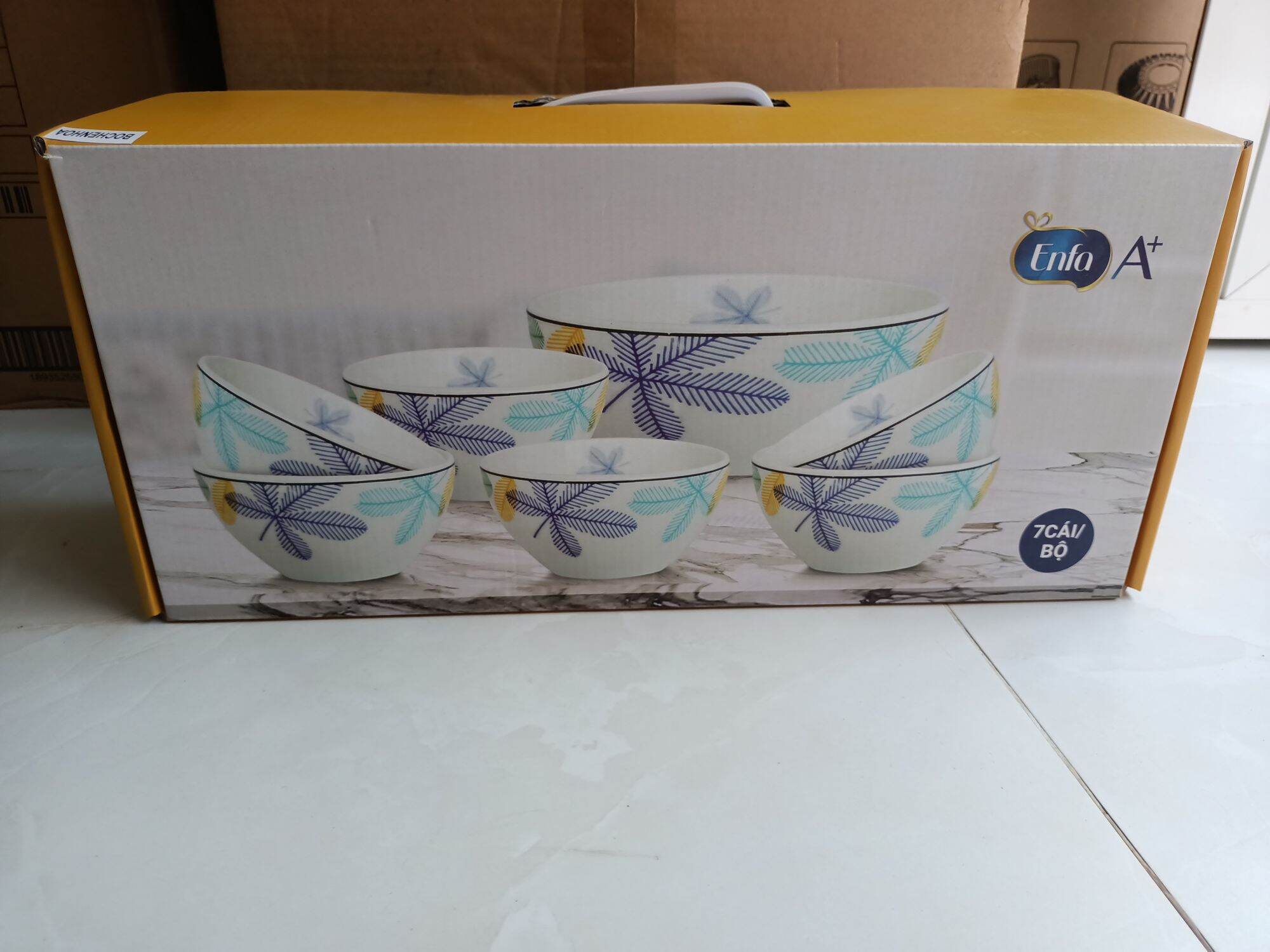 Bộ bàn ăn 1 tô 6 chén sứ donghwa cao cấp hàng khuyến mãi enfa