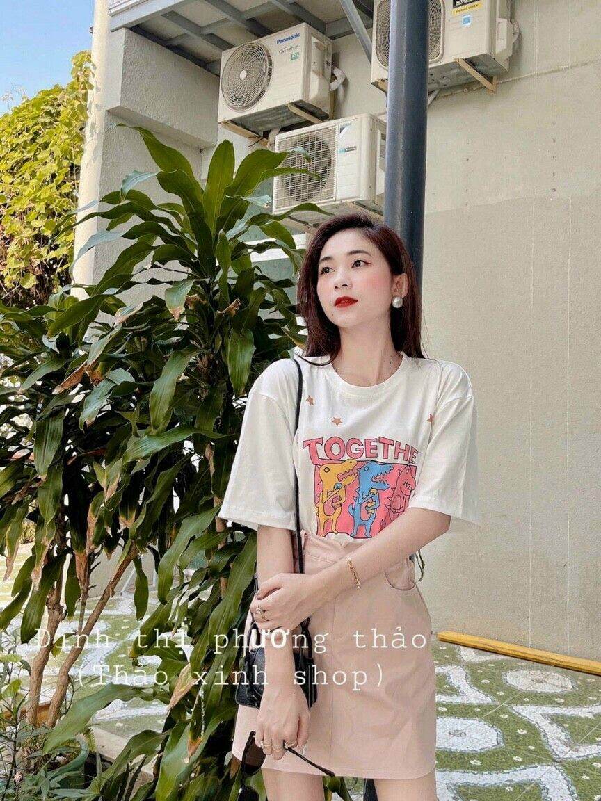 [HCM]SET ÁO THUN TOGETHE PHỐI CHÂN VÁY HỒNG
