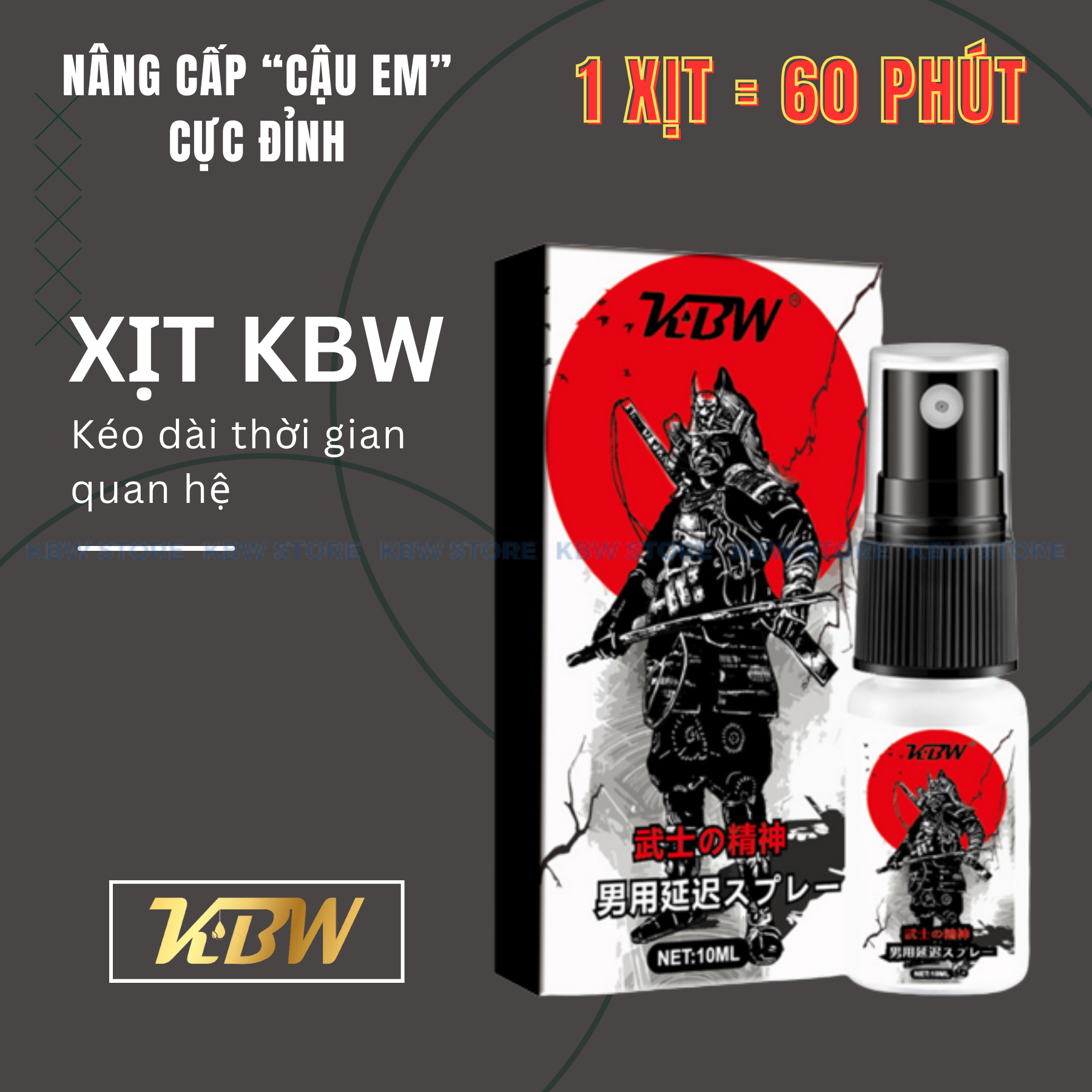 Xịt  KBW CHIẾN BINH  chống xuất sớm kéo dài thời gian yêu cho nam giới- 10 ml