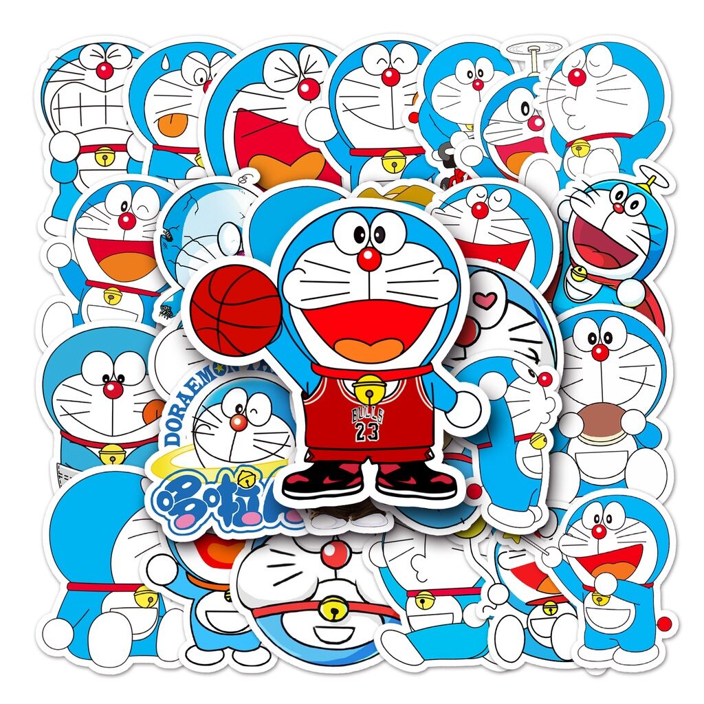 Set 50 sticker hình dán decal Doremon chống thấm nước