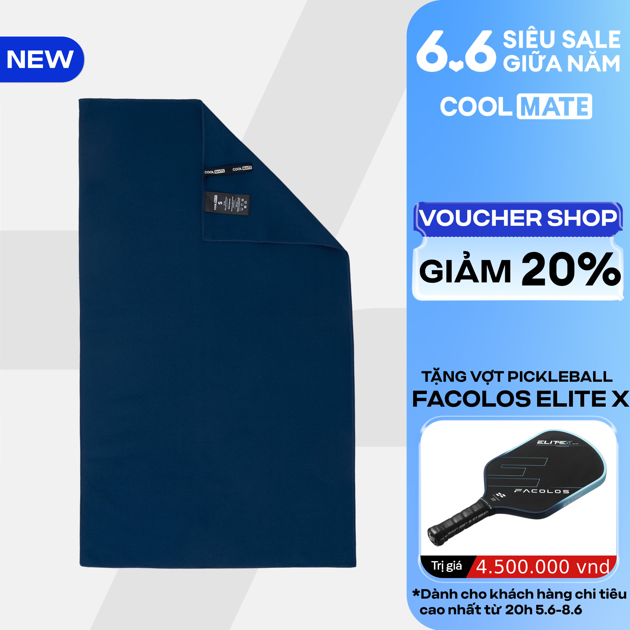 [MỚI]Khăn thể thao đa năng ActiveDry Lite mềm mại thấm hút, khăn tập gym, Tennis, Pickleball, khăn đi bơi Coolmate