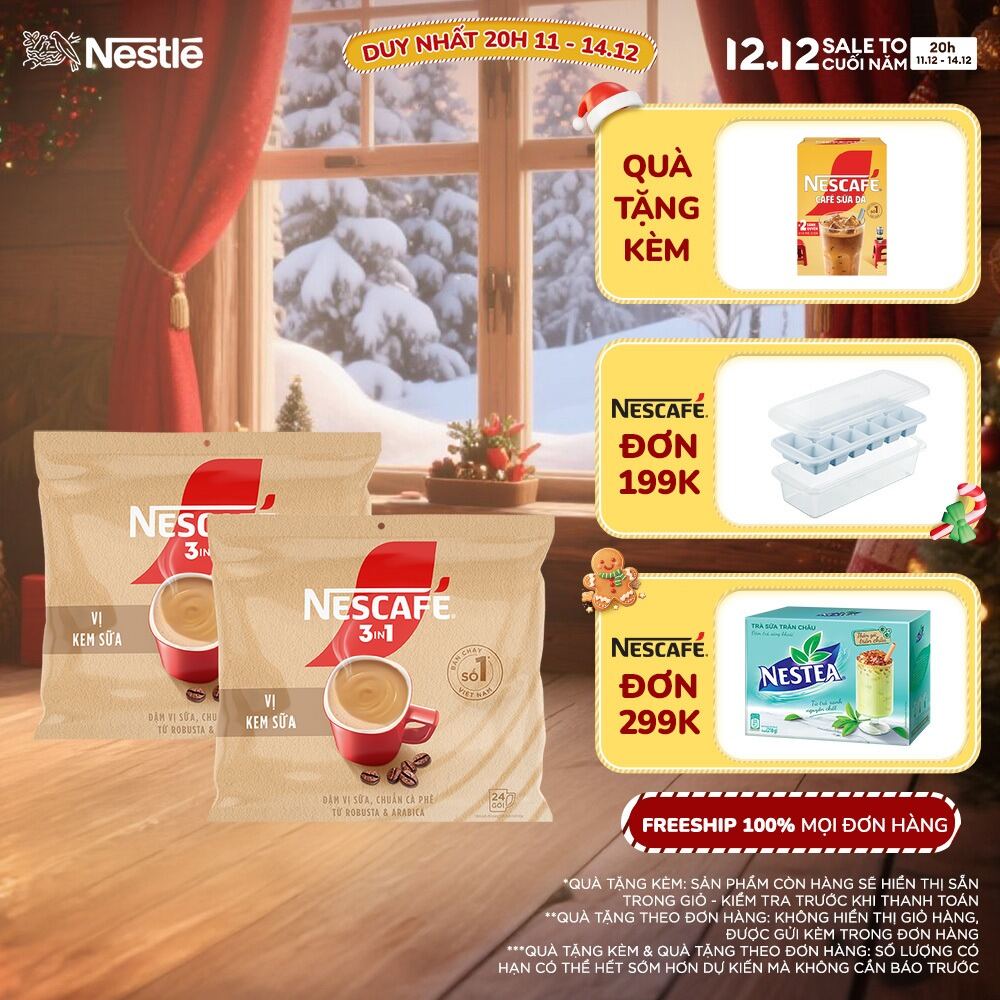 [October Promotion] Combo of 2 Bags of Nescafé 3in1 Instant Coffee Milk Cream Flavor 24-Pack Bags Bold Milk Flavor, Coffee Standard