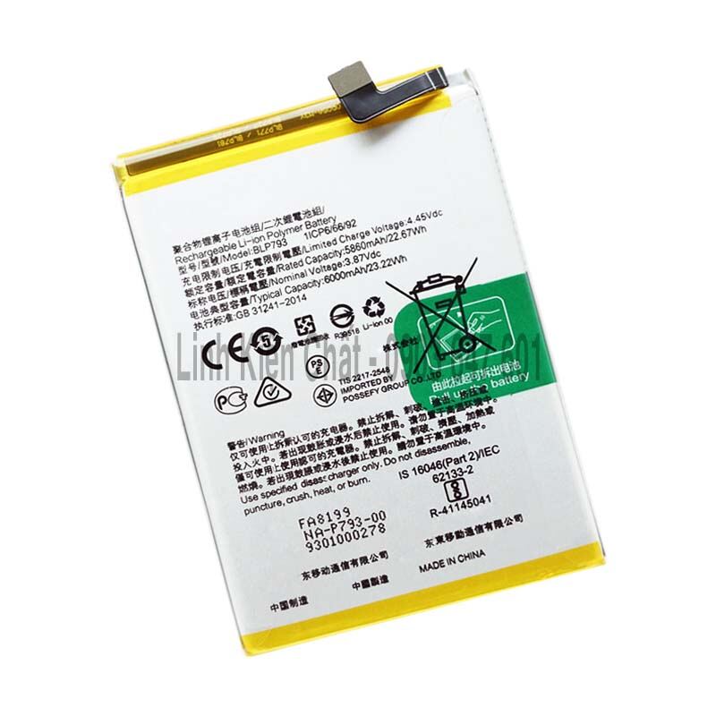 Pin cho điện thoại realme c12 rmx2189 6000mah 23.22wh zin