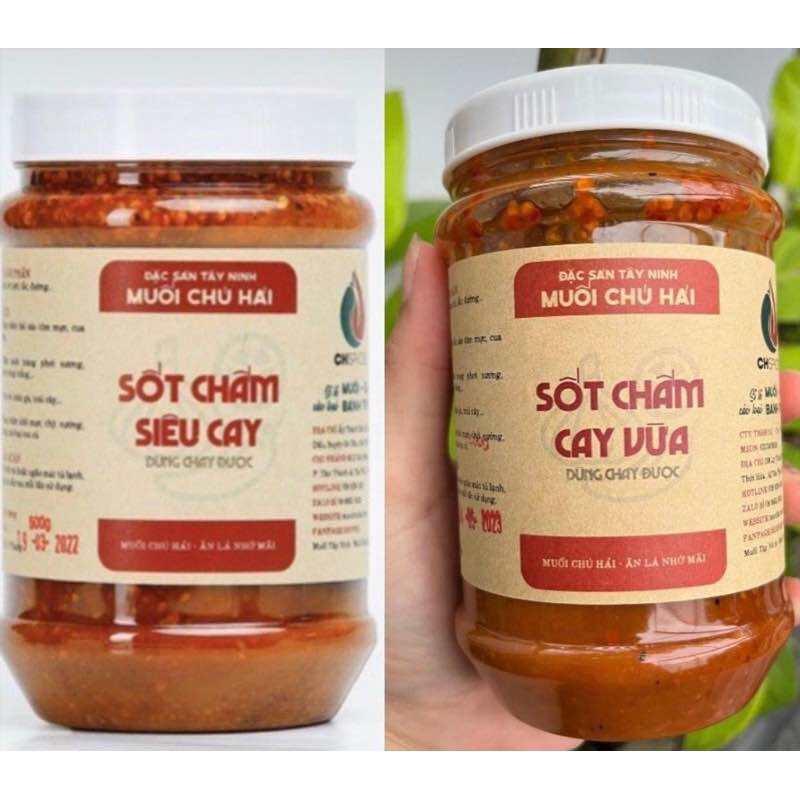 [COMBO 2 HŨ] Sốt Muối Chấm Siêu Cay & Cay Vừa MUỐI CHÚ HẢI (CHÍNH HÃNG) - Hủ Lớn 500gr - Đặc Sản Tây Ninh