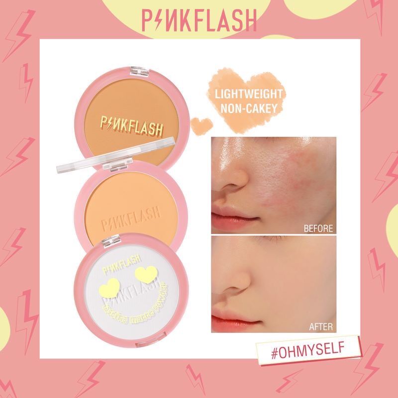 Pf-f08 phấn phủ dạng nén pinkflash kiềm dầu giữ lớp trang điểm bền màu suốt 8 giờ 1 piece 5.8g