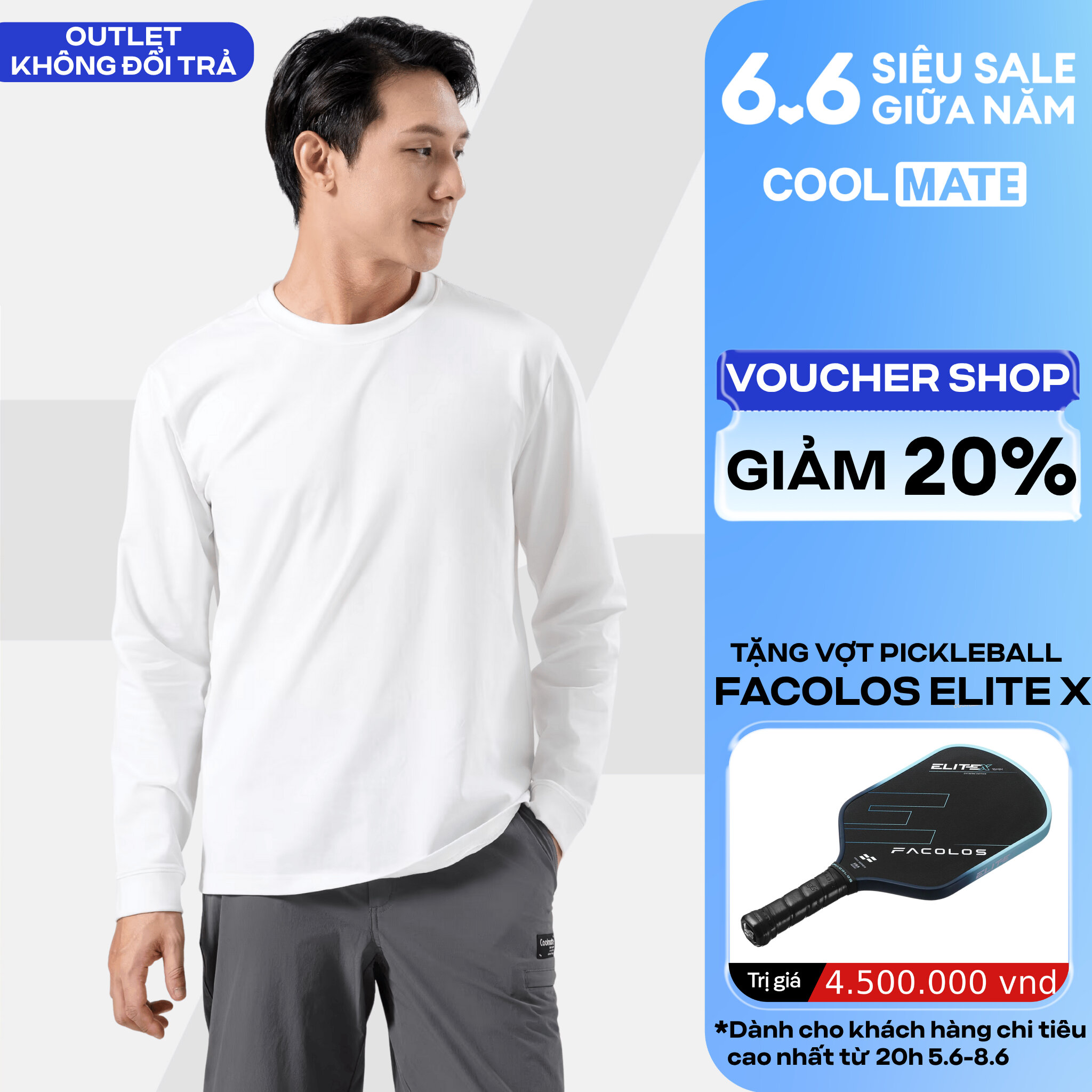 Áo thun nam dài tay Cotton Compact Premium chống nhăn Coolmate