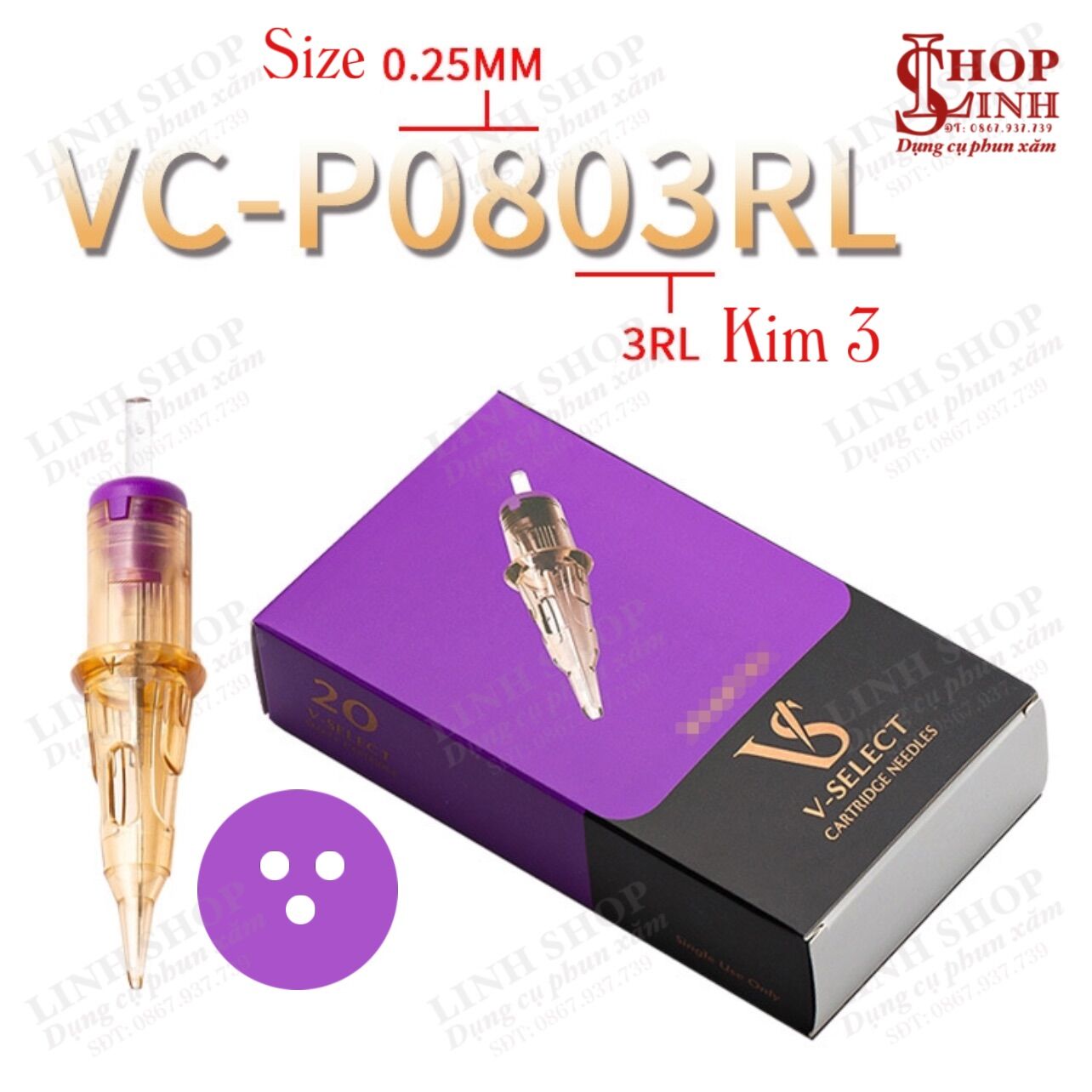 (Hộp 20cái) Kim Ez VS V Select Kim Đạn Máy Pen Cho Phun Xăm Thẩm Mỹ