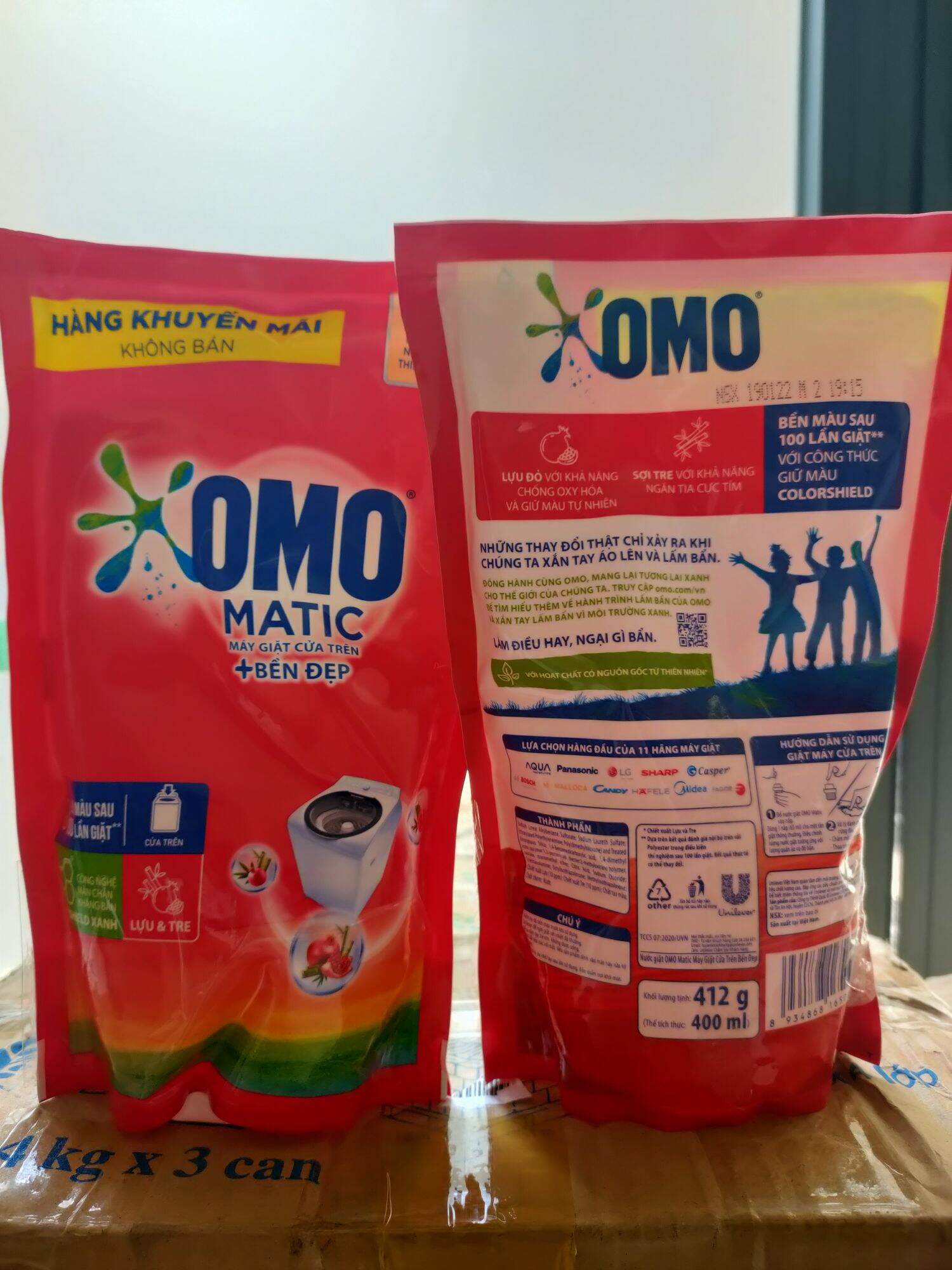 Nước giặt omo matic cửa trên + bền đẹp 400ml