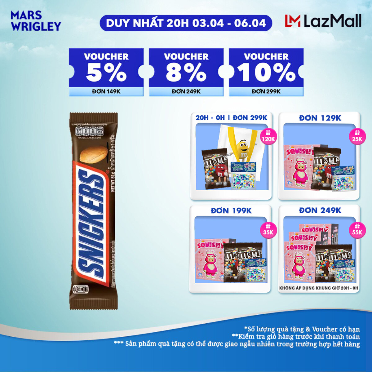 Kẹo Sô Cô La Snickers thanh 51g