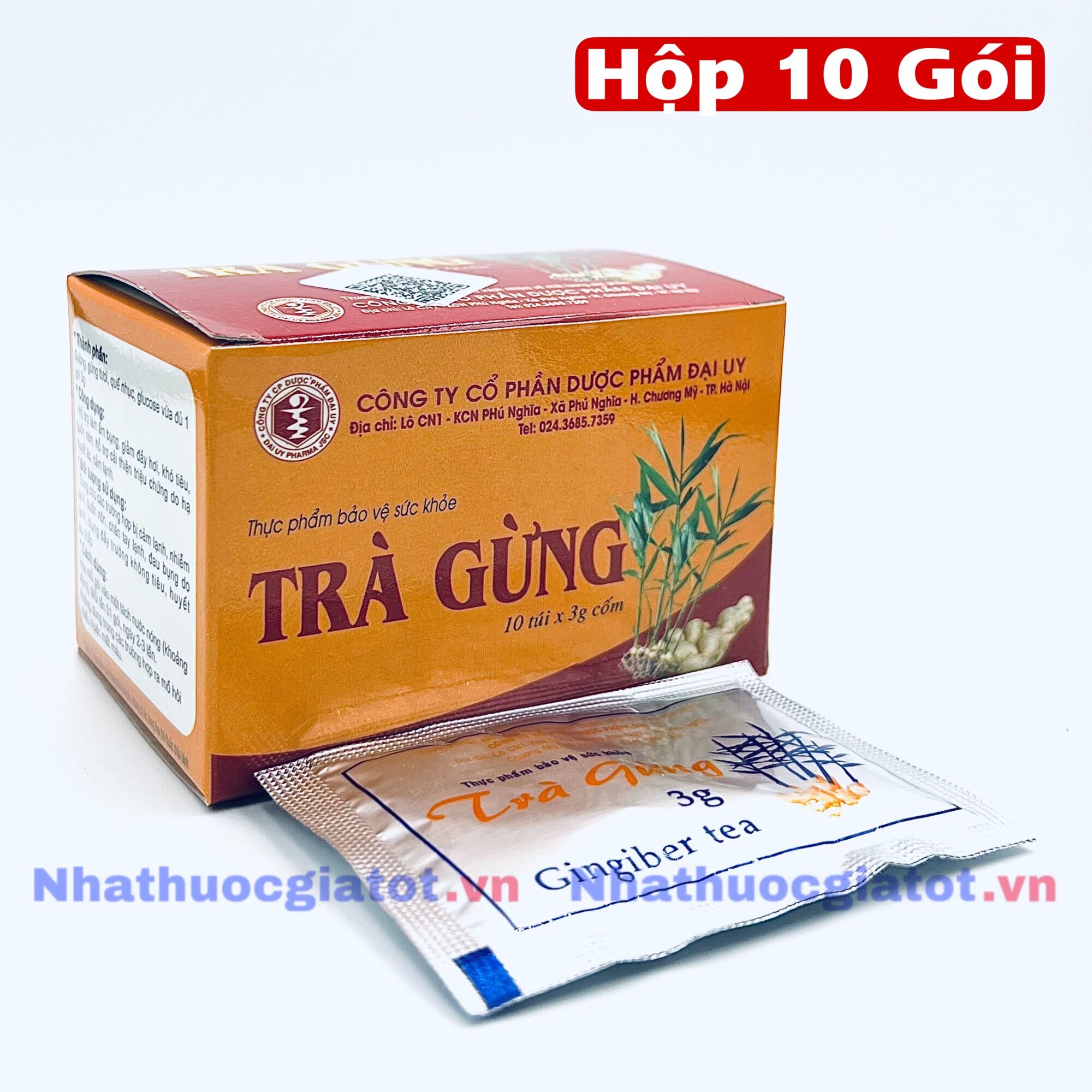 Trà gừng hoà tan đại uy hộp 10 gói