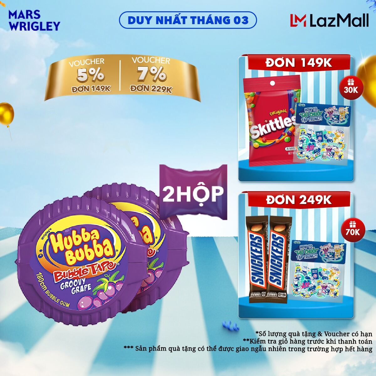 Combo 2 hộp kẹo Sing-gum Hubba Bubba vị nho