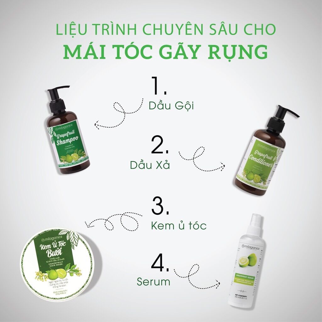 [Mua 1 tặng 1] Serum chăm sóc tóc Bưởi Milaganics 250ml