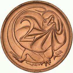 Đồng xu 2 cent rồng đất komodo của úc 1984 mới 100%