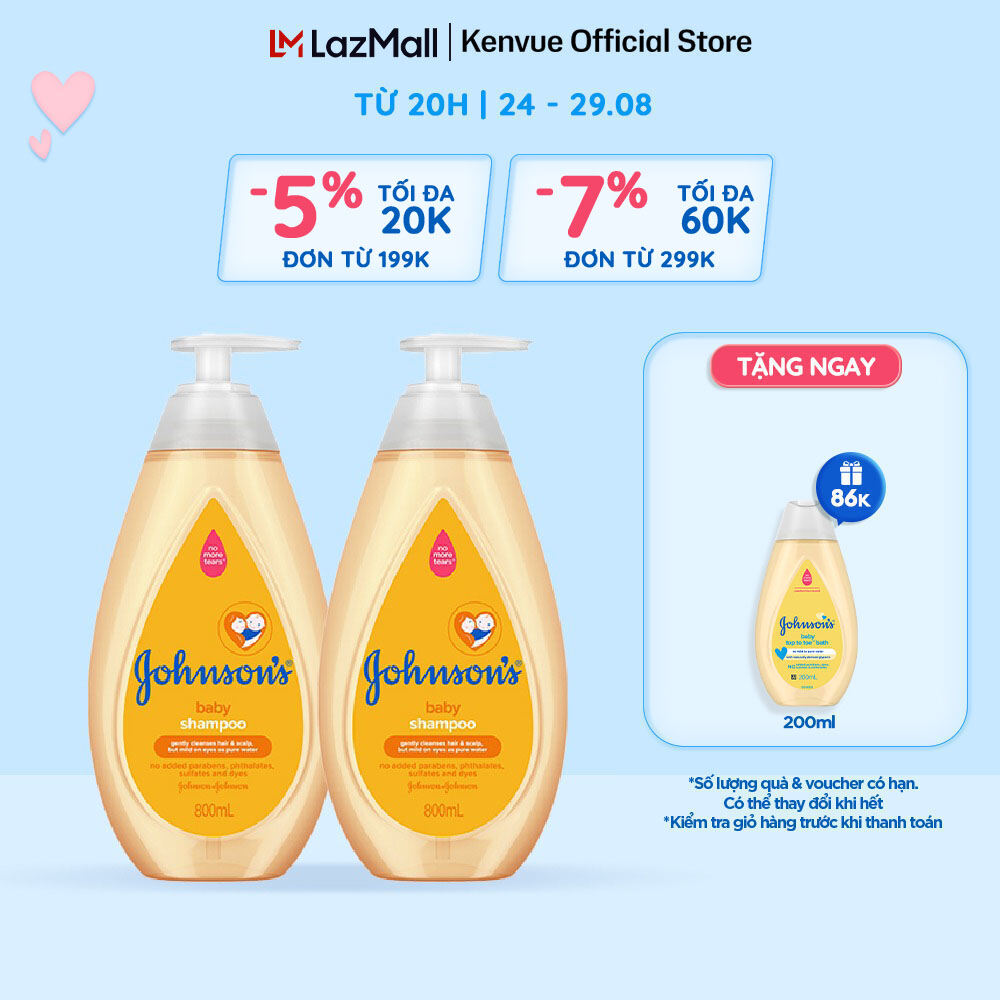 Combo 2 dầu gội johnson's dịu nhẹ cho bé gái - dung tích 800mlx2