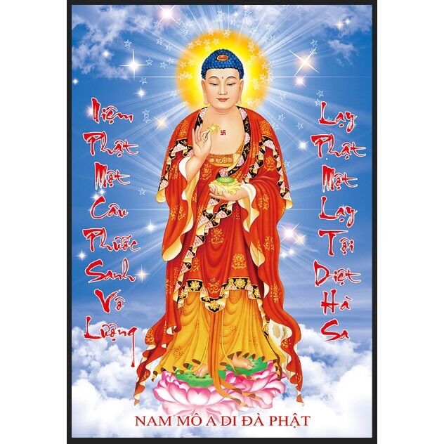 Tranh thêu chữ thập phật a di đà 53618 kt 53x72cm