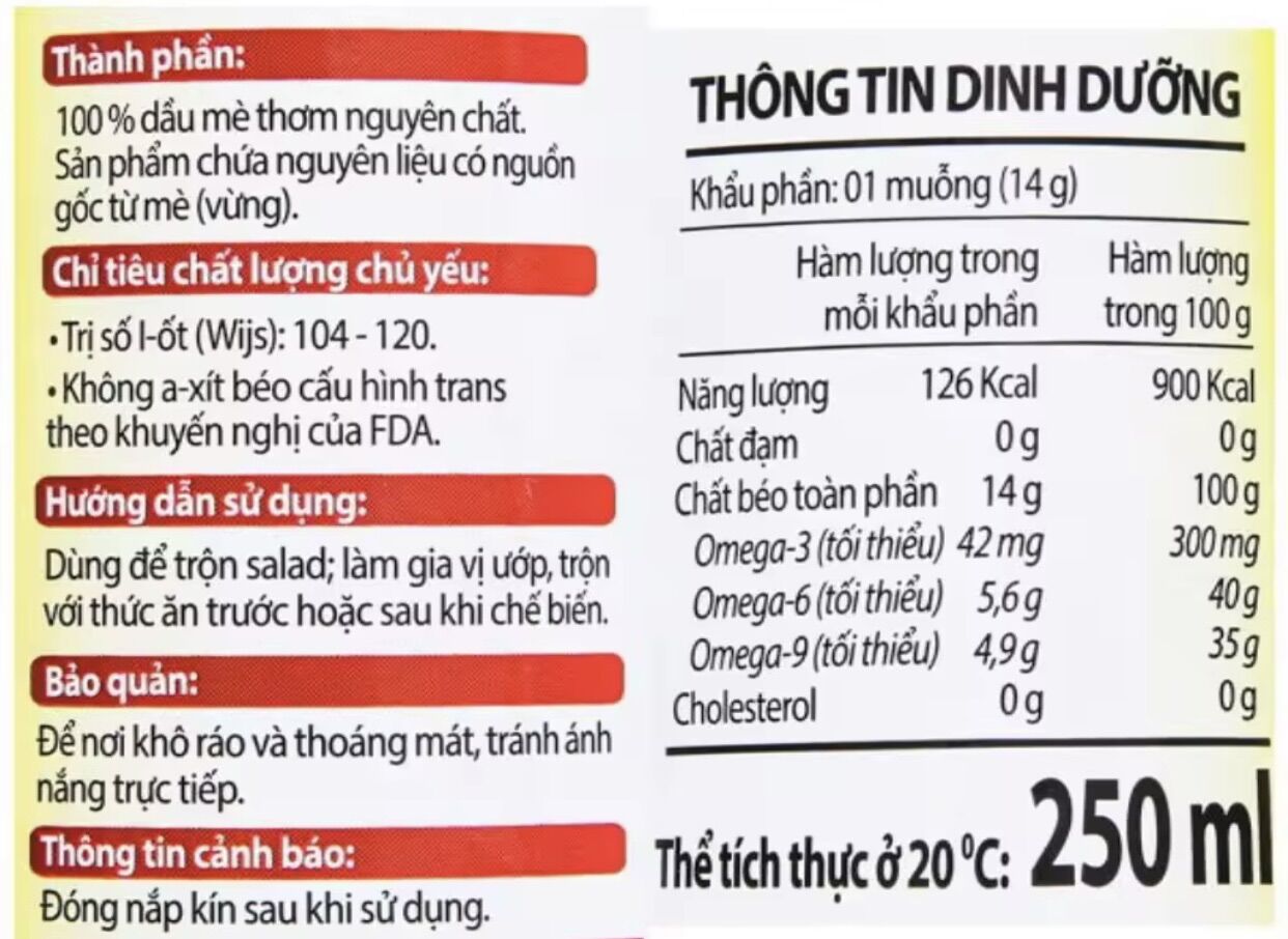 Dầu mè thơm hảo hạng Meizan - chai 250ml