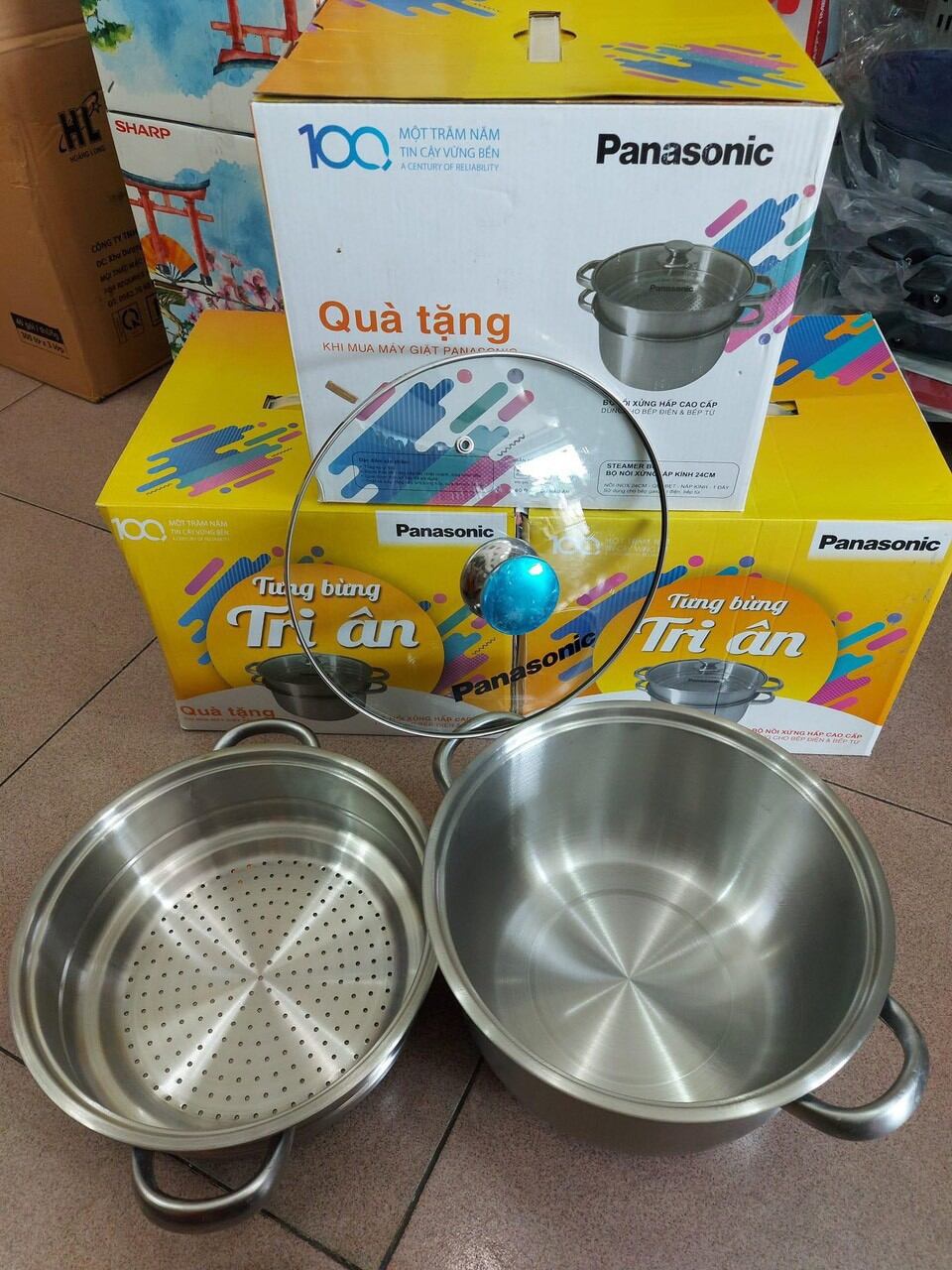 xửng hấp 2 tầng inox 24 cm