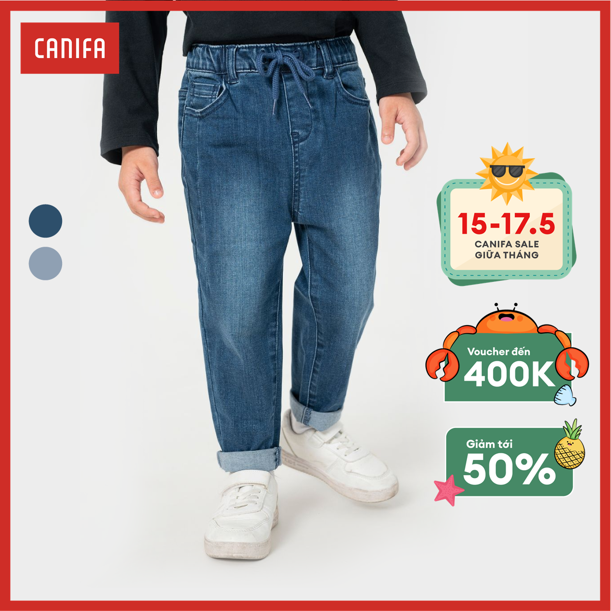 Quần jeans bé trai canifa 2bj22w005