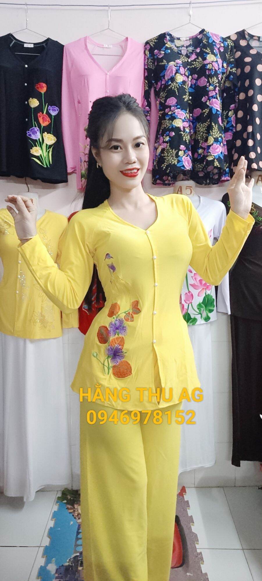 BỘ BÀ BA THÊU VÀNG ANH ÁO QUẦN CÙNG MÀU