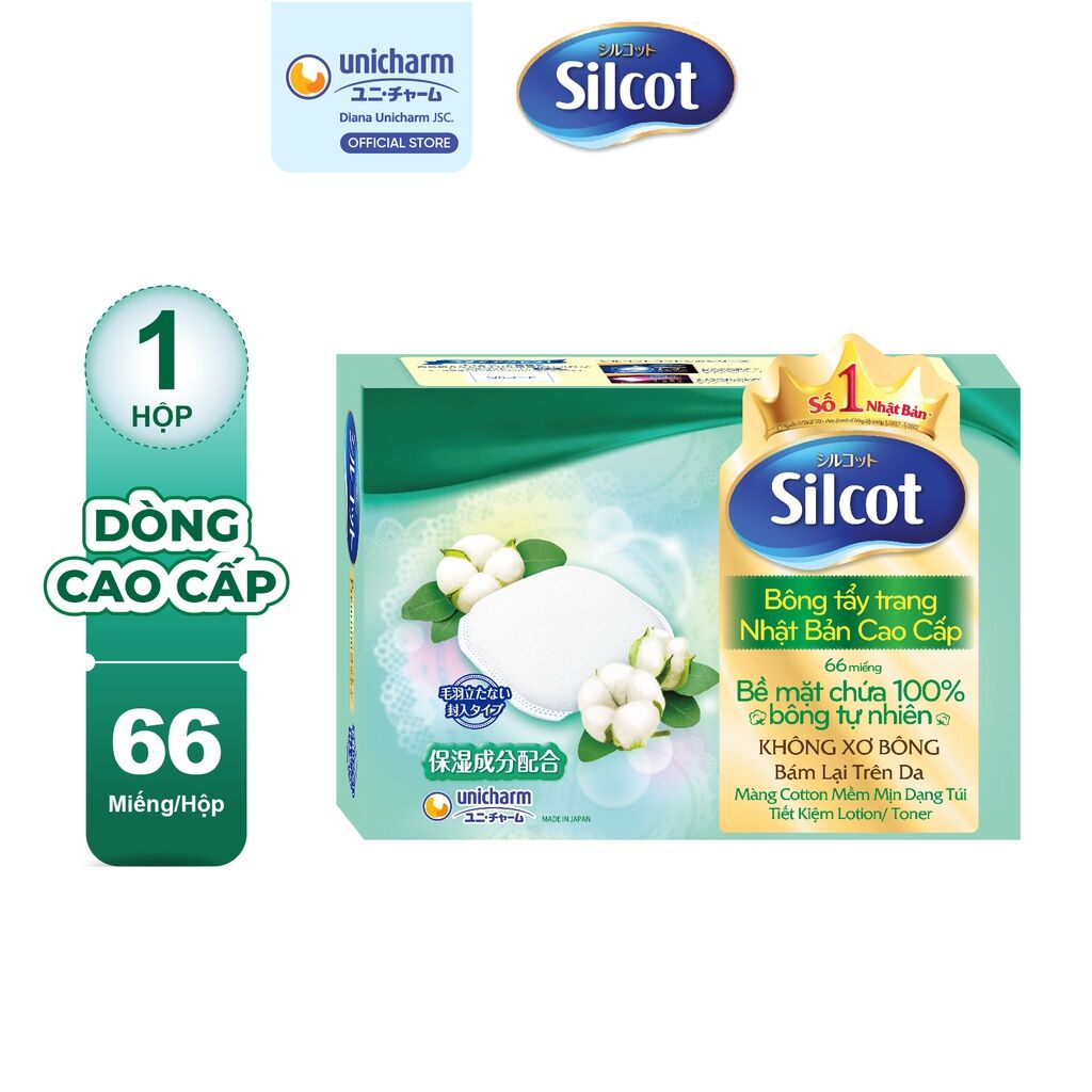 MUA 2 TẶNG 1 Bông tẩy trang Silcot Unicharm loại 66 miếng