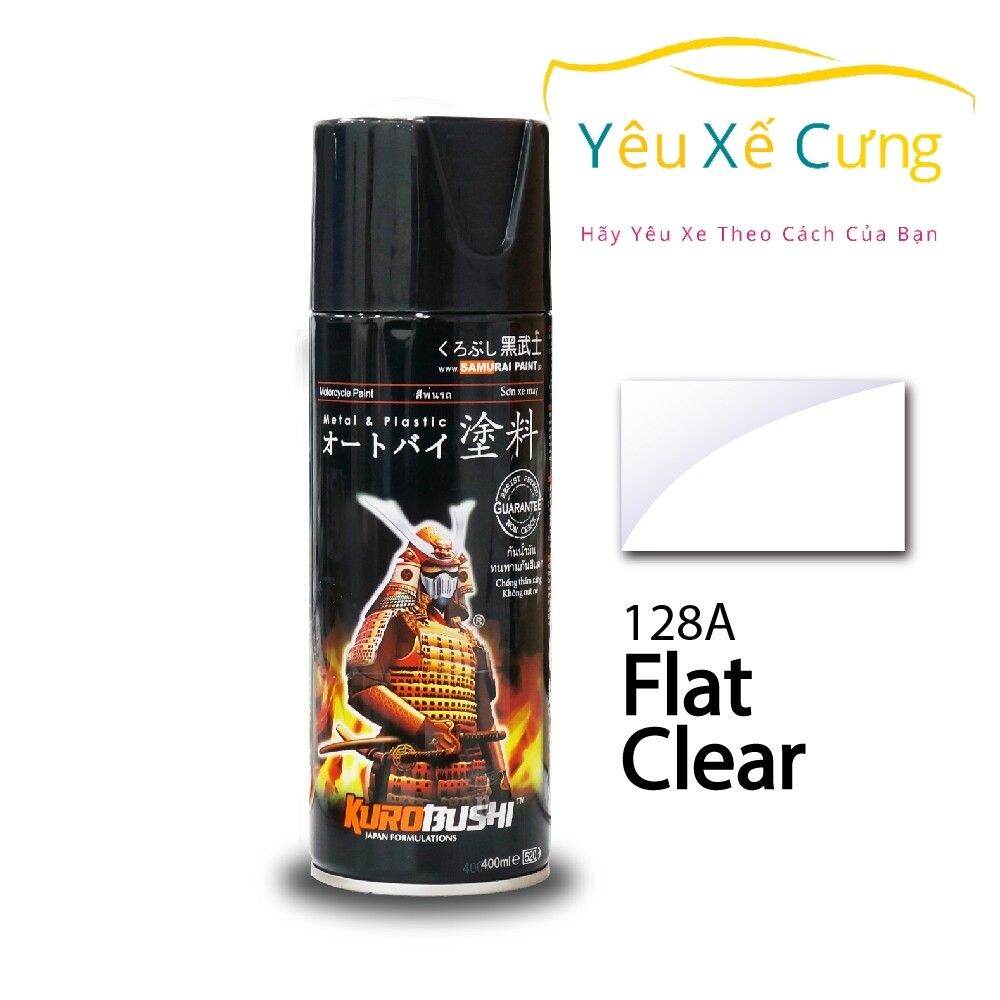 128A _ Chai sơn xịt sơn xe máy Samurai 128A màu trong mờ _ Flat Clear