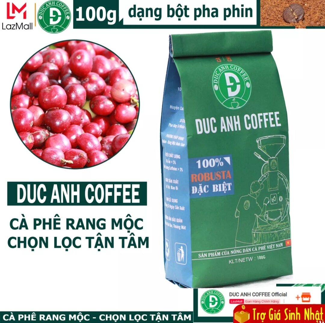 Cà phê rang mộc duc anh coffee gói 100g thành phần 100% robusta buôn ma thuộc - xay pha phin - cà phê đức anh