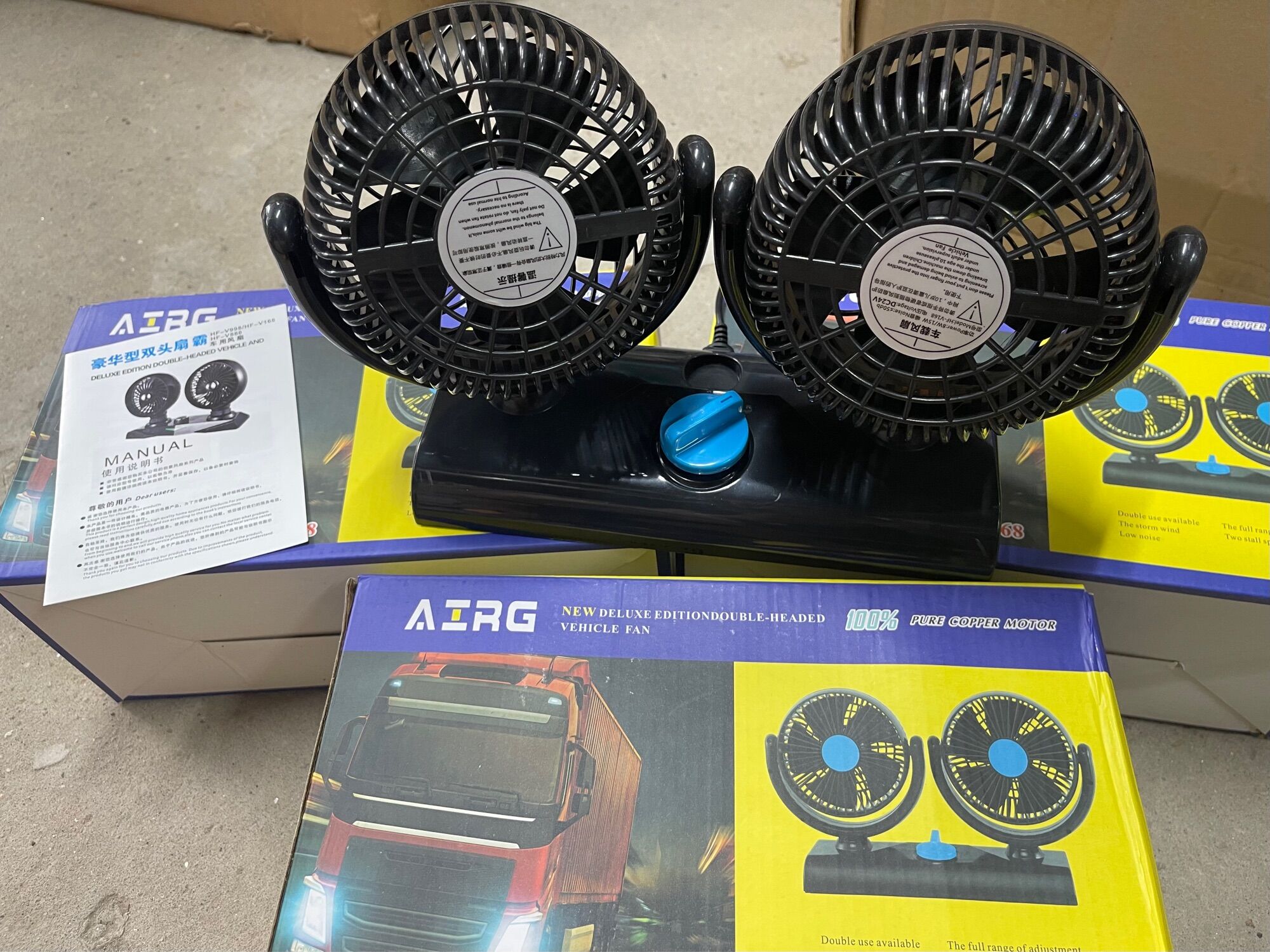 Quạt đôi 12V/ 24V dùng cho xe tải, xe ben