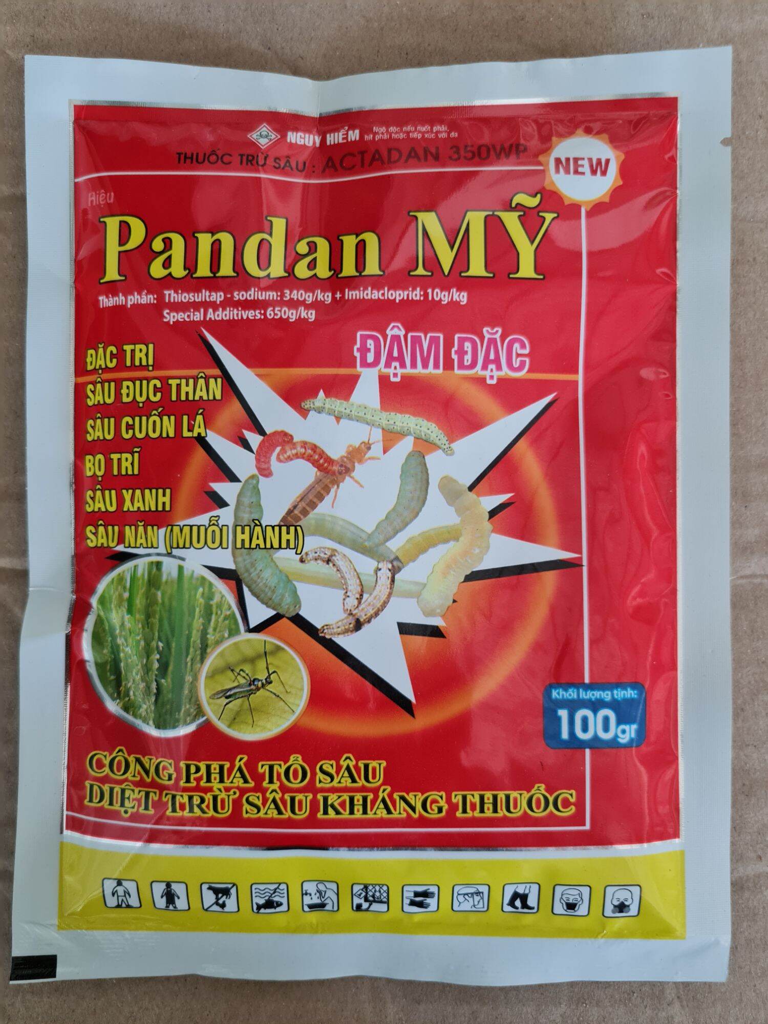 Padan Mỹ chuyên trừ Rầy Xanh Sâu Xanh Muỗi Hành gói 100g pha 2 bình máy 25 lít nước