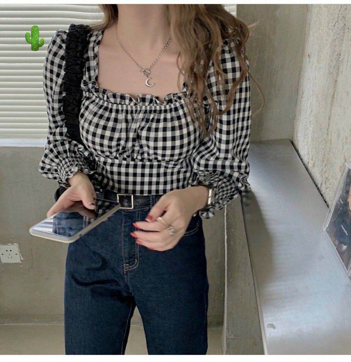ÁO KIỂU NHÚNG 2 MÀU KHÔNG MÚT