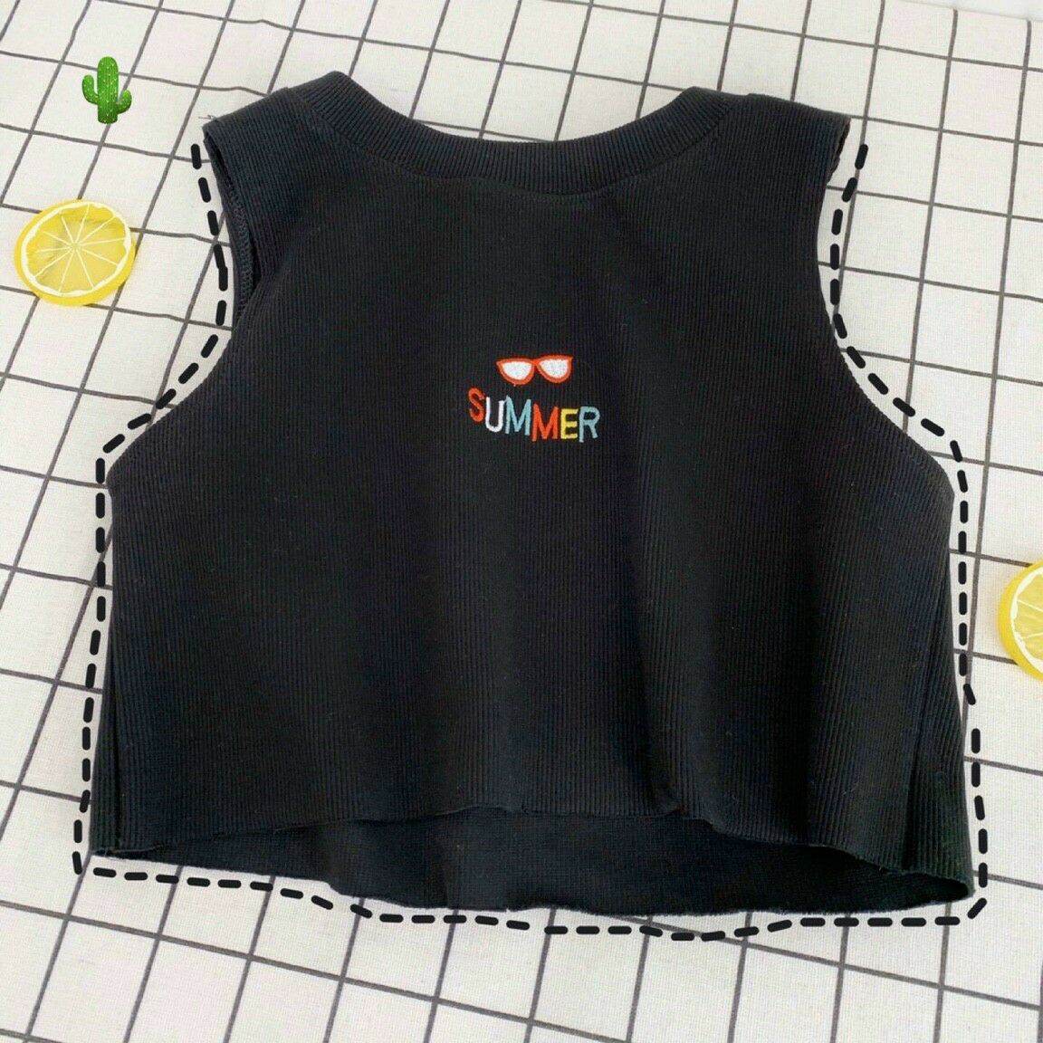 [HCM]ÁO CROPTOP TANKTOP HÌNH THÊU