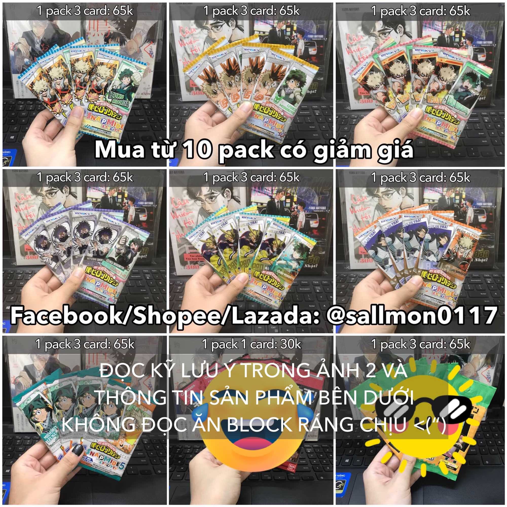 Pack snapmide 1 2 3a 3b 4a 4b 5 my hero academia thẻ nhân phẩm card random học viện anh hùng mha