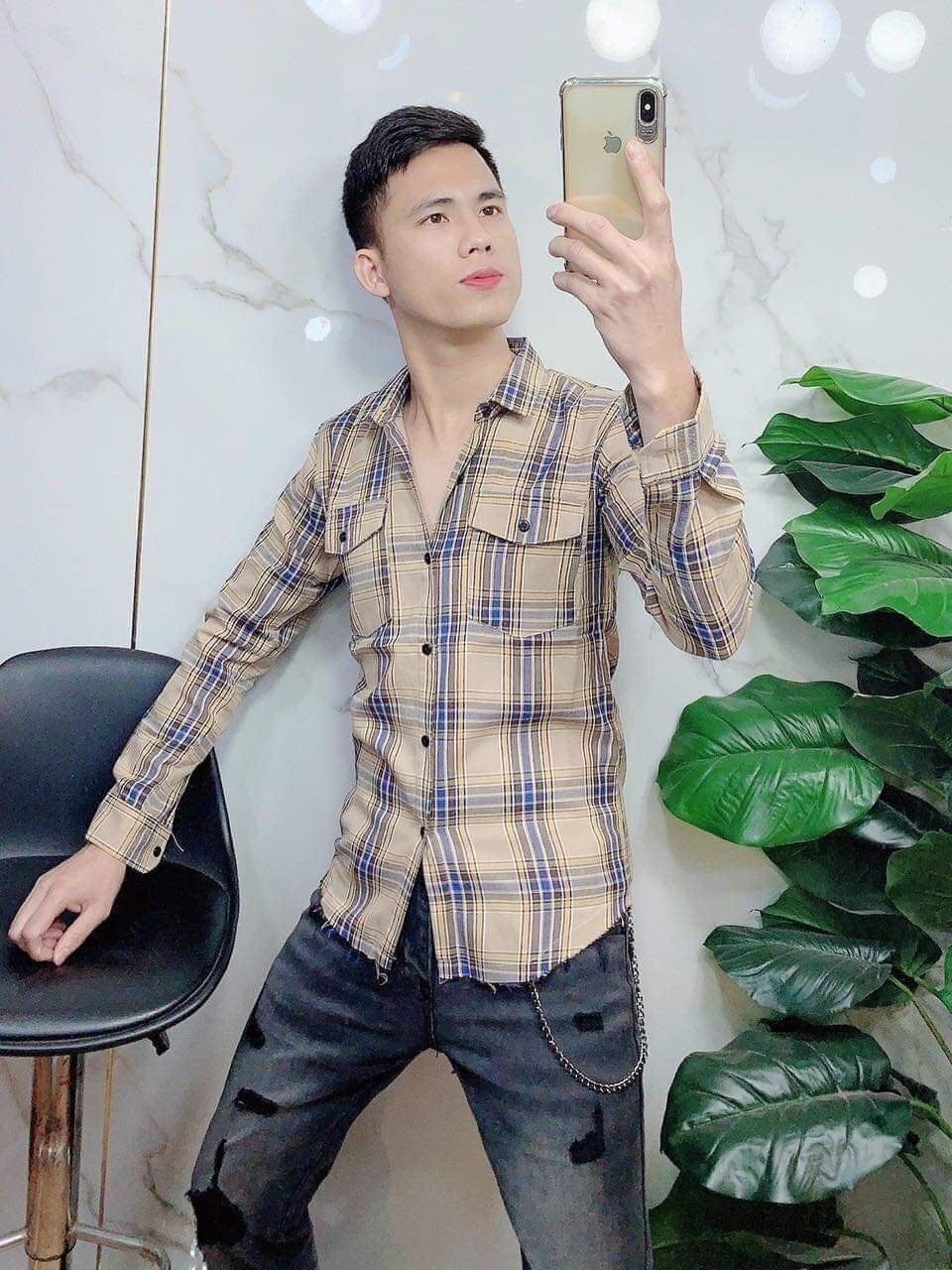 Sơ Mi Kẻ Rách Gấu Full Màu Hot
