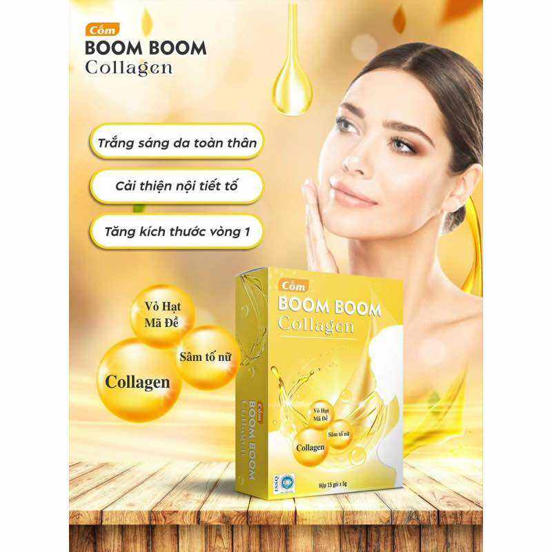 Cốm Boom Boom Collagen-cốm uống đẹp da bổ sung nội tiết tố nữ 100% chính hãng