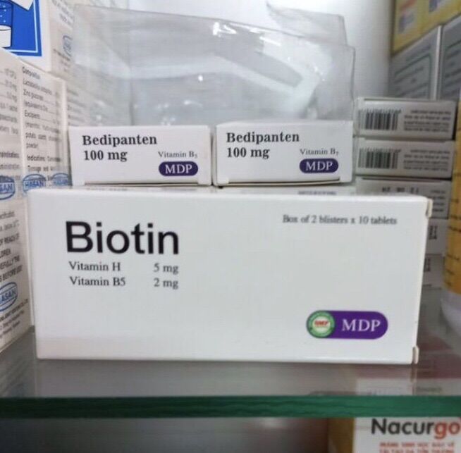 Biotin hộp 20 viên vitamin h, vitamin b5 - viên uống giảm mụn, làm đẹp da, tóc, móng