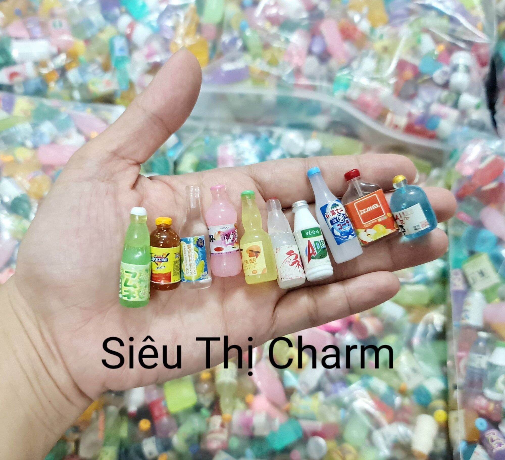 Túi 100 charm/center mô hình chai nước