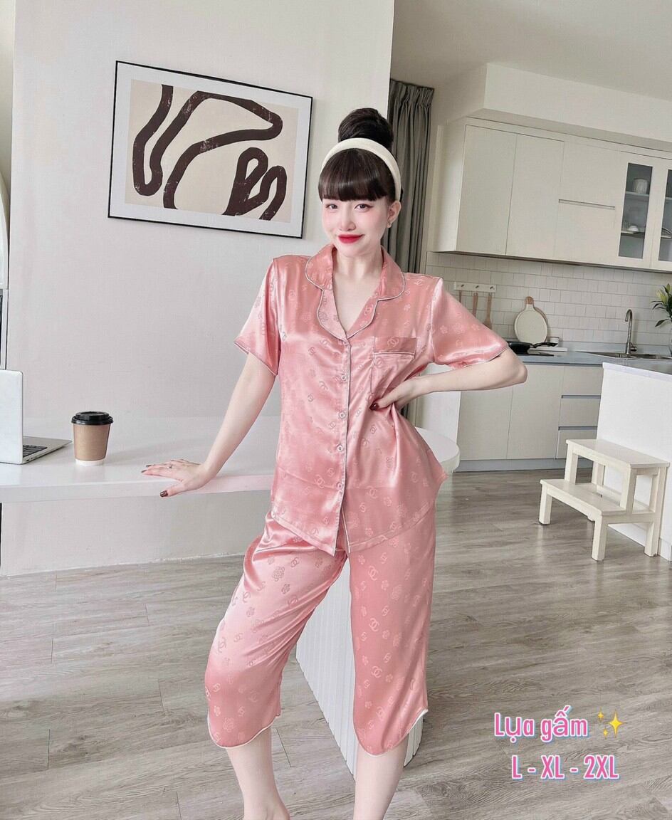 Đồ Bộ Mặc Nhà Pyjama Nữ Lụa Gấm Lửng Hàng Có Size